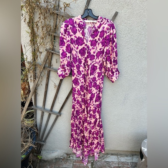 Jen's Pirate Booty Summer Saloon Maxi Dress Floral Violet NEW - Picture 3 of 10